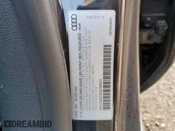 ✅ 2016 Audi A7 Prestige • VIN: WAU2GAFCXGN088822 • Lot: 59559005. Listed on Copart with 118,491 mi. Free auction sales archive from the USA and detailed vehicle history report at DreamBid. Image 13.