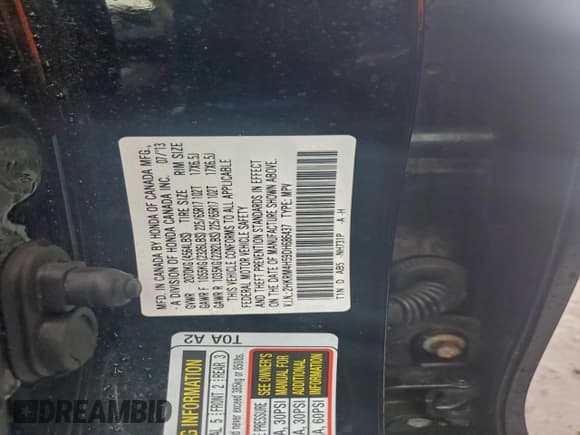 ✅ 2013 Honda CR-V EX • VIN: 2HKRM4H59DH686437 • Lot: 93949595. Wystawiony na Copart z przebiegiem 77 162 mil. Bezpłatny archiwum sprzedaży aukcyjnych z USA i szczegółowy raport historii pojazdu na DreamBid. Zdjęcie 12.