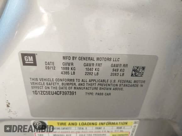 2012 Chevrolet Malibu 1LT z VIN 1G1ZC5EU4CF397391, wystawiony jako IAAI lot #42925839 z przebiegiem 70 327 mil mil oraz . Historia ofert i sprzedaży dostępna na DreamBid. Obrazek 9.