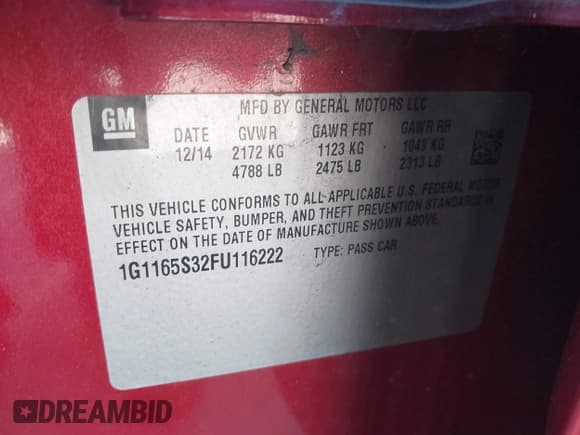 ✅ 2015 Chevrolet Impala LTZ • VIN: 1G1165S32FU116222 • Лот: 39131648. Опубликован ранее на IAAI с пробегом 164 037 миль. Бесплатный доступ к архиву аукционных продаж из США и подробный отчёт об истории автомобиля на DreamBid. Изображение 9.