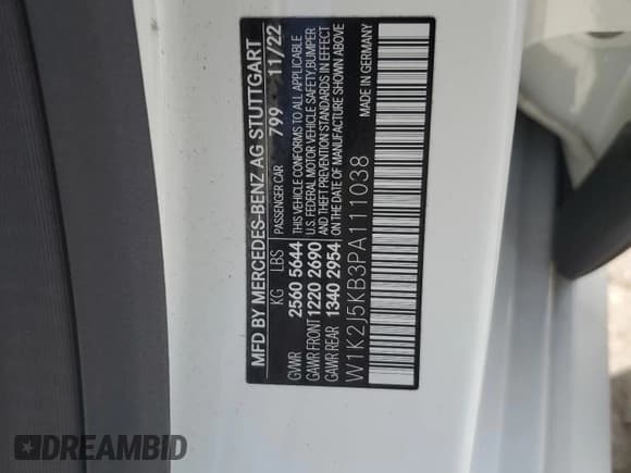 ✅ 2023 Mercedes-Benz CLS 450 • VIN: W1K2J5KB3PA111038 • Lot: 64664265. Listed on Copart with 18,105 mi. Free auction sales archive from the USA and detailed vehicle history report at DreamBid. Image 12.