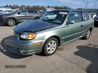 2003 Hyundai Accent GL with VIN KMHCG35CX3U242820, listed as a Copart auction lot 45971325 with 132,192 mi miles and Salvage title. Bid and sale history available at DreamBid. Image 1.