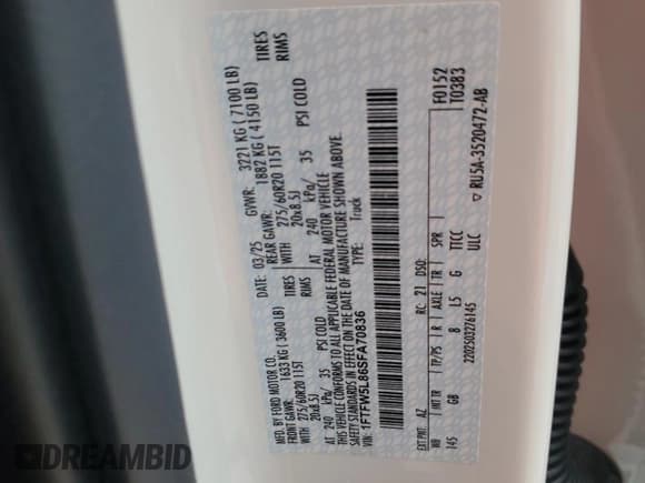 ✅ 2025 Ford F-150 Lariat • VIN: 1FTFW5L86SFA70836 • Лот: 63203485. Опубликован ранее на Copart с пробегом 1 850 миль. Бесплатный доступ к архиву аукционных продаж из США и подробный отчёт об истории автомобиля на DreamBid. Изображение 13.