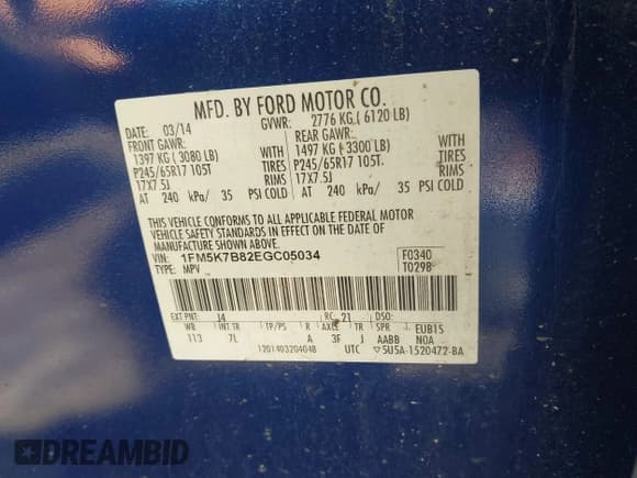 ✅ 2014 Ford Explorer • VIN: 1FM5K7B82EGC05034 • Лот: 42258461. Опубликован ранее на IAAI с пробегом 76 293 миль. Бесплатный доступ к архиву аукционных продаж из США и подробный отчёт об истории автомобиля на DreamBid. Изображение 9.