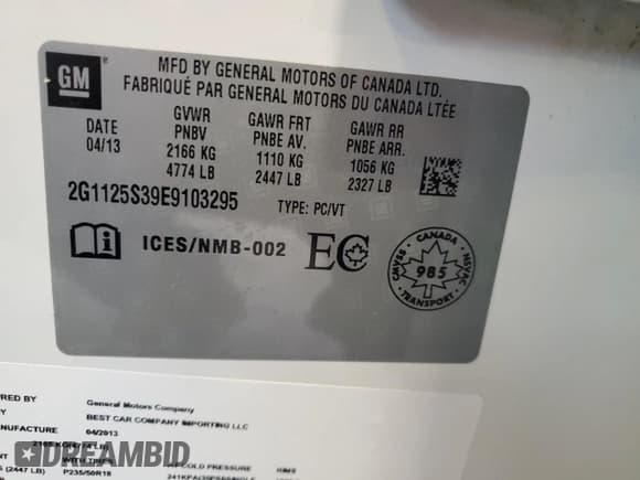 ✅ 2014 Chevrolet Impala LT • VIN: 2G1125S39E9103295 • Лот: 80573624. Опубликован ранее на Copart с пробегом 112 978 миль. Бесплатный доступ к архиву аукционных продаж из США и подробный отчёт об истории автомобиля на DreamBid. Изображение 12.