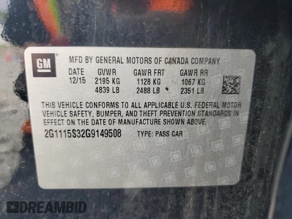 ✅ 2016 Chevrolet Impala LT • VIN: 2G1115S32G9149508 • Лот: 73406774. Опубликован ранее на Copart с пробегом 107 031 миль. Бесплатный доступ к архиву аукционных продаж из США и подробный отчёт об истории автомобиля на DreamBid. Изображение 13.