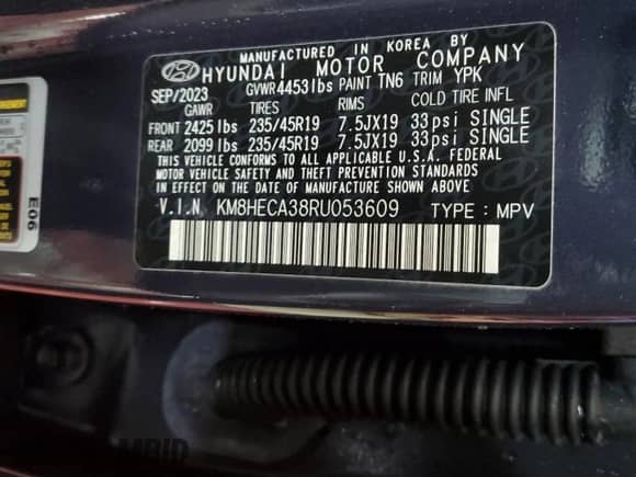 2024 Hyundai Kona Limited with VIN KM8HECA38RU053609, listed as a Copart auction lot 69324404 with 8,932 mi miles and Salvage title. Bid and sale history available at DreamBid. Image 13.