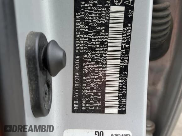 ✅ 2014 Toyota Corolla L • VIN: 2T1BURHE0EC144906 • Lot: 59911895. Listed on Copart with 171,744 mi. Free auction sales archive from the USA and detailed vehicle history report at DreamBid. Image 12.