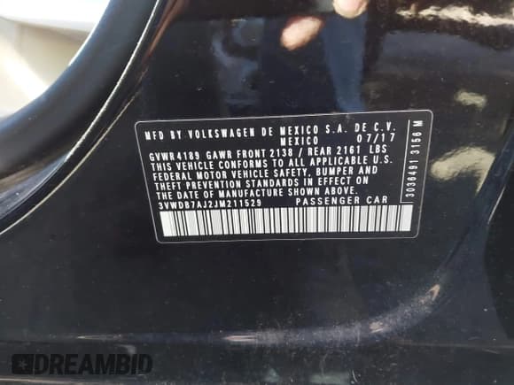 ✅ 2018 Volkswagen Jetta SE • VIN: 3VWDB7AJ2JM211529 • Lot: 43686886. Listed on IAAI with 83,249 mi. Free auction sales archive from the USA and detailed vehicle history report at DreamBid. Image 9.