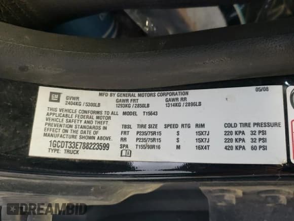 ✅ 2008 Chevrolet Colorado 1LT • VIN: 1GCDT33E788223599 • Лот: 62123714. Опубликован ранее на Copart с пробегом 159 961 миль. Бесплатный доступ к архиву аукционных продаж из США и подробный отчёт об истории автомобиля на DreamBid. Изображение 12.