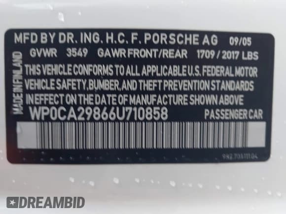 ✅ 2006 Porsche Boxster • VIN: WP0CA29866U710858 • Лот: 41531596. Опубликован ранее на IAAI с пробегом 131 849 миль. Бесплатный доступ к архиву аукционных продаж из США и подробный отчёт об истории автомобиля на DreamBid. Изображение 9.