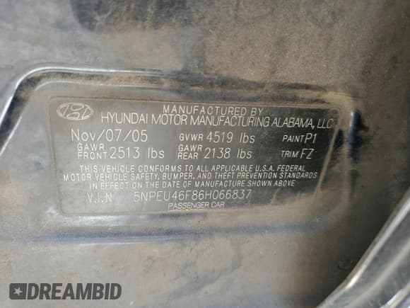 ✅ 2006 Hyundai Sonata GLS • VIN: 5NPEU46F86H066837 • Лот: 76975384. Опубликован ранее на Copart с пробегом Не указан. Бесплатный доступ к архиву аукционных продаж из США и подробный отчёт об истории автомобиля на DreamBid. Изображение 12.