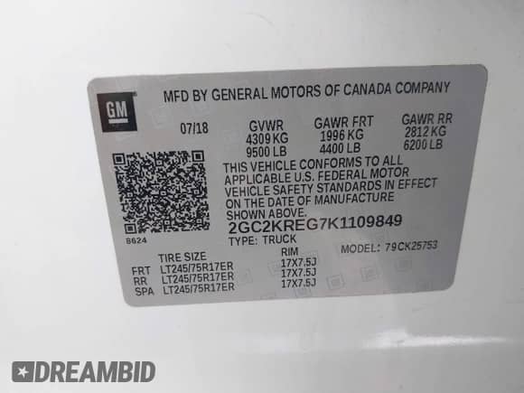 2019 Chevrolet Silverado 2500HD Work Truck z VIN 2GC2KREG7K1109849, wystawiony jako IAAI lot #41929119 z przebiegiem 168 182 mil mil oraz . Historia ofert i sprzedaży dostępna na DreamBid. Obrazek 9.