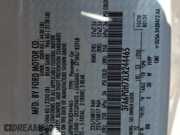 ✅ 2020 Ford Fusion SE • VIN: 3FA6P0H7XLR244465 • Lot: 80375235. Listed on Copart with Not provided. Free auction sales archive from the USA and detailed vehicle history report at DreamBid. Image 12.