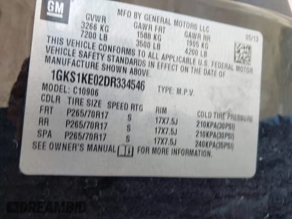 ✅ 2013 GMC Yukon XL SLT • VIN: 1GKS1KE02DR334546 • Лот: 42999738. Опубликован ранее на IAAI с пробегом 240 966 миль. Бесплатный доступ к архиву аукционных продаж из США и подробный отчёт об истории автомобиля на DreamBid. Изображение 9.
