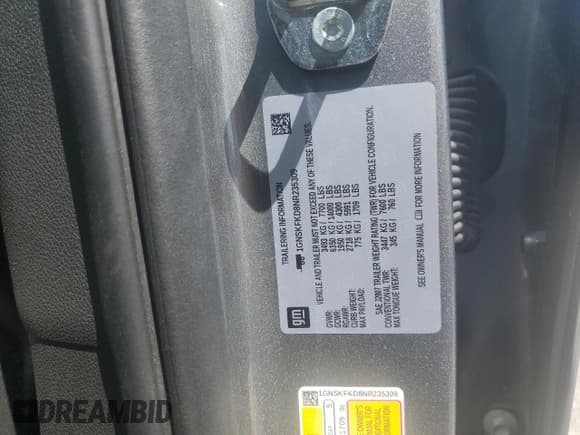 ✅ 2022 Chevrolet Suburban Premier • VIN: 1GNSKFKD8NR235309 • Lot: 56749044. Wystawiony na Copart z przebiegiem 35 164 mil. Bezpłatny archiwum sprzedaży aukcyjnych z USA i szczegółowy raport historii pojazdu na DreamBid. Zdjęcie 13.