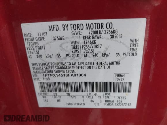 ✅ 2008 Ford F-150 XLT • VIN: 1FTPX14518FA91004 • Lot: 41664293. Wystawiony na IAAI z przebiegiem 171 860 mil. Bezpłatny archiwum sprzedaży aukcyjnych z USA i szczegółowy raport historii pojazdu na DreamBid. Zdjęcie 9.