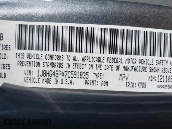✅ 2007 Jeep Commander Sport • VIN: 1J8HG48PX7C591835 • Lot: 43015813. Listed on IAAI with 177,147 mi. Free auction sales archive from the USA and detailed vehicle history report at DreamBid. Image 9.