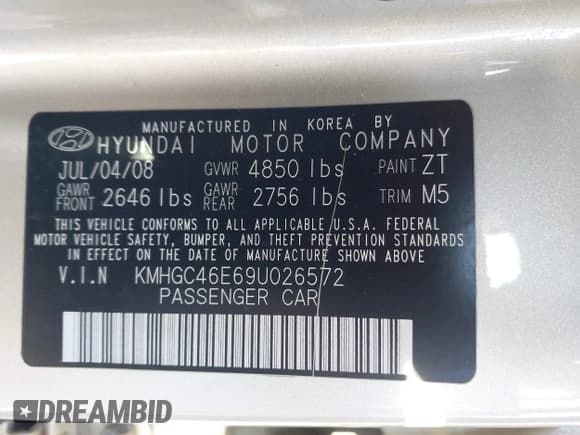 ✅ 2009 Hyundai Genesis • VIN: KMHGC46E69U026572 • Лот: 43604198. Опубликован ранее на IAAI с пробегом 287 213 миль. Бесплатный доступ к архиву аукционных продаж из США и подробный отчёт об истории автомобиля на DreamBid. Изображение 9.