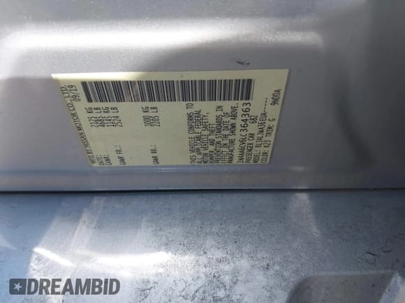 ✅ 2020 Nissan Maxima SV • VIN: 1N4AA6CV6LC364363 • Lot: 43421697. Listed on IAAI with 145,699 mi. Free auction sales archive from the USA and detailed vehicle history report at DreamBid. Image 9.