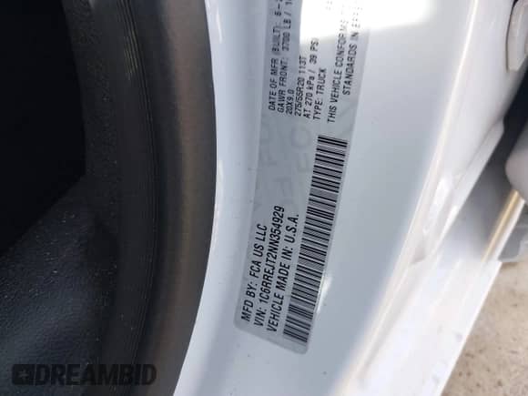 2022 Ram 1500 Laramie z VIN 1C6RREJT2NN354929, wystawiony jako IAAI lot #41502276 z przebiegiem 75 164 mil mil oraz . Historia ofert i sprzedaży dostępna na DreamBid. Obrazek 9.