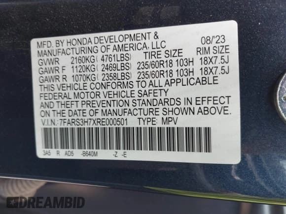 ✅ 2024 Honda CR-V EX-L • VIN: 7FARS3H7XRE000501 • Лот: 42838288. Опубликован ранее на IAAI с пробегом 19 842 миль. Бесплатный доступ к архиву аукционных продаж из США и подробный отчёт об истории автомобиля на DreamBid. Изображение 9.