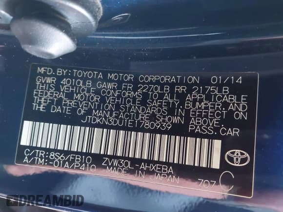 ✅ 2014 Toyota Prius Four • VIN: JTDKN3DU1E1780939 • Lot: 41647410. Wystawiony na IAAI z przebiegiem 162 479 mil. Bezpłatny archiwum sprzedaży aukcyjnych z USA i szczegółowy raport historii pojazdu na DreamBid. Zdjęcie 9.