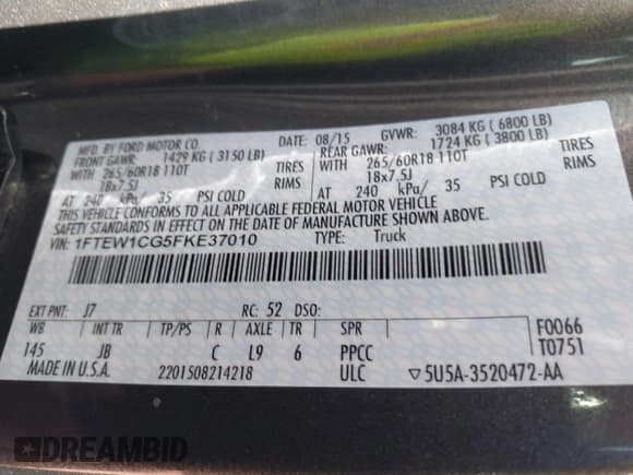 ✅ 2015 Ford F-150 Lariat • VIN: 1FTEW1CG5FKE37010 • Лот: 43394517. Опубликован ранее на IAAI с пробегом 88 406 миль. Бесплатный доступ к архиву аукционных продаж из США и подробный отчёт об истории автомобиля на DreamBid. Изображение 9.