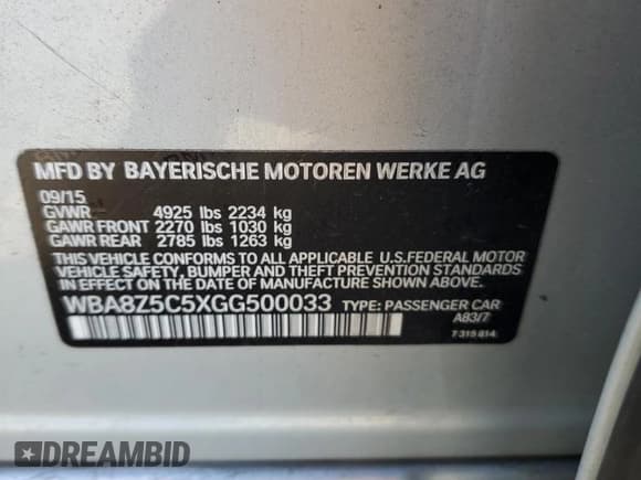 ✅ 2016 BMW 3 Series 328i Gran Turismo xDrive • VIN: WBA8Z5C5XGG500033 • Lot: 50268905. Listed on Copart with 130,371 mi. Free auction sales archive from the USA and detailed vehicle history report at DreamBid. Image 12.