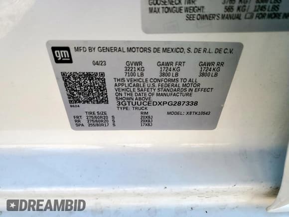 ✅ 2023 GMC Sierra 1500 Elevation • VIN: 3GTUUCEDXPG287338 • Lot: 84793035. Wystawiony na Copart z przebiegiem 35 097 mil. Bezpłatny archiwum sprzedaży aukcyjnych z USA i szczegółowy raport historii pojazdu na DreamBid. Zdjęcie 12.