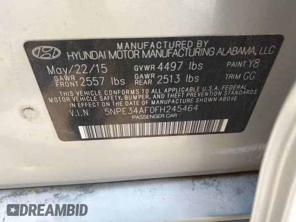 2015 Hyundai Sonata Sport с VIN 5NPE34AF0FH245464, выставлен на аукционе IAAI как лот 42574183 с пробегом 149 896 миль миль и . История ставок и продаж доступна на DreamBid. Изображение 9.