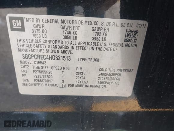 ✅ 2017 Chevrolet Silverado 1500 LT • VIN: 3GCPCREC4HG321513 • Лот: 43448269. Опубликован ранее на IAAI с пробегом 82 836 миль. Бесплатный доступ к архиву аукционных продаж из США и подробный отчёт об истории автомобиля на DreamBid. Изображение 9.