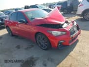 ✅ 2023 Infiniti Q50 Red Sport 400 • VIN: JN1FV7DP7PM570420 • Lot: 42904296. Listed on IAAI with 59,786 mi. Free auction sales archive from the USA and detailed vehicle history report at DreamBid. Image 1.