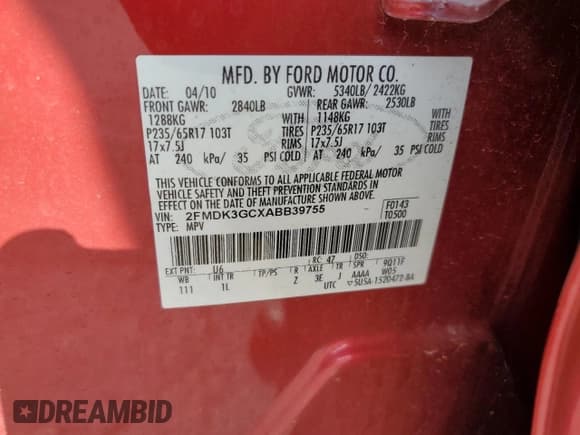 ✅ 2010 Ford Edge SE • VIN: 2FMDK3GCXABB39755 • Лот: 82730815. Опубликован ранее на Copart с пробегом 156 557 миль. Бесплатный доступ к архиву аукционных продаж из США и подробный отчёт об истории автомобиля на DreamBid. Изображение 13.