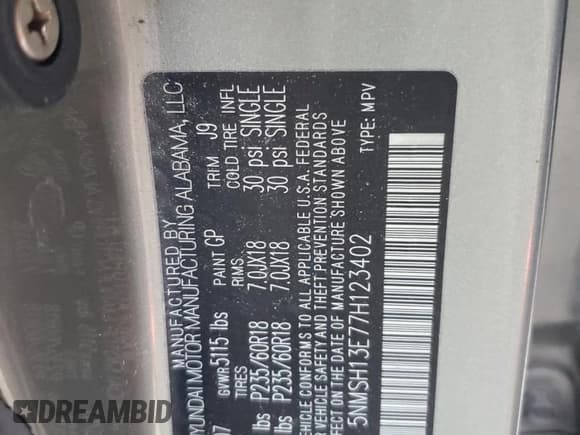 ✅ 2007 Hyundai Santa Fe SE • VIN: 5NMSH13E77H123402 • Lot: 81483414. Listed on Copart with 134,439 mi. Free auction sales archive from the USA and detailed vehicle history report at DreamBid. Image 12.