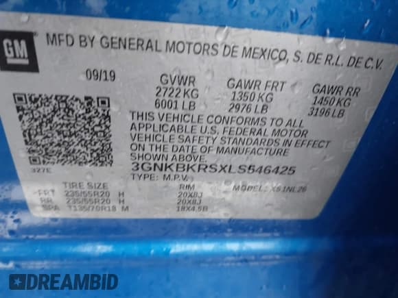 ✅ 2020 Chevrolet Blazer RS • VIN: 3GNKBKRSXLS546425 • Lot: 43580998. Wystawiony na IAAI z przebiegiem 45 842 mil. Bezpłatny archiwum sprzedaży aukcyjnych z USA i szczegółowy raport historii pojazdu na DreamBid. Zdjęcie 9.