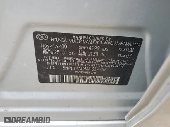 ✅ 2010 Hyundai Sonata GLS • VIN: 5NPET4AC4AH654758 • Лот: 62517534. Опубликован ранее на Copart с пробегом 226 648 миль. Бесплатный доступ к архиву аукционных продаж из США и подробный отчёт об истории автомобиля на DreamBid. Изображение 12.