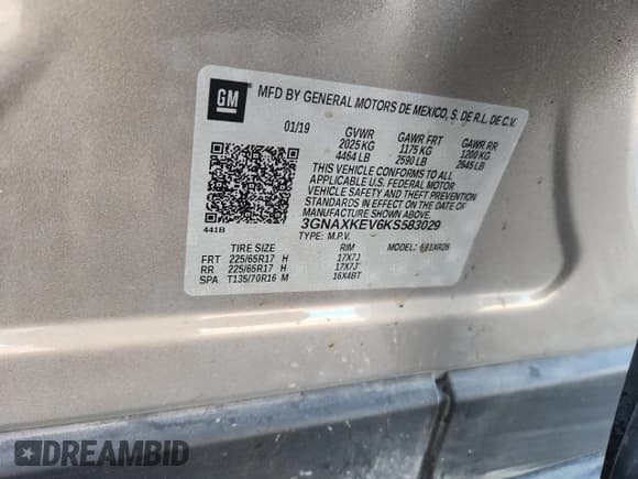 ✅ 2019 Chevrolet Equinox LT • VIN: 3GNAXKEV6KS583029 • Lot: 90453025. Listed on Copart with 77,889 mi. Free auction sales archive from the USA and detailed vehicle history report at DreamBid. Image 13.