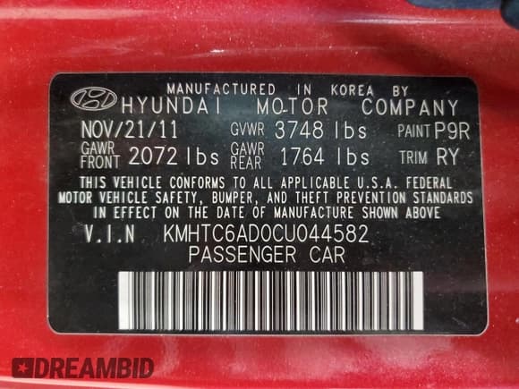 ✅ 2012 Hyundai Veloster w/Gray Int • VIN: KMHTC6AD0CU044582 • Lot: 90272135. Wystawiony na Copart z przebiegiem 207 520 mil. Bezpłatny archiwum sprzedaży aukcyjnych z USA i szczegółowy raport historii pojazdu na DreamBid. Zdjęcie 12.