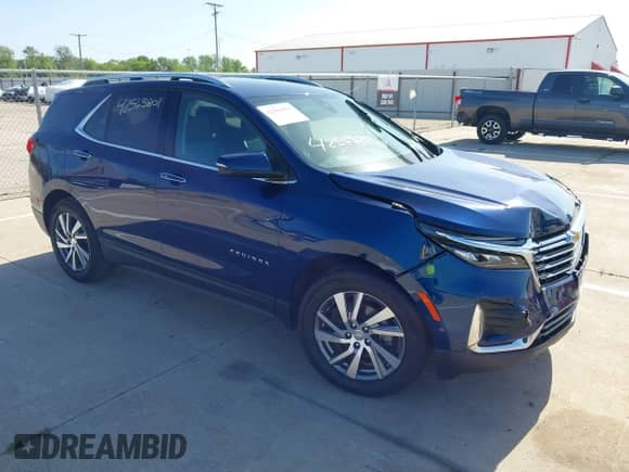 2022 Chevrolet Equinox Premier with VIN 3GNAXNEV3NS245917, listed as a IAAI auction lot 42563801 with 19,177 mi miles and . Bid and sale history available at DreamBid. Image 1.