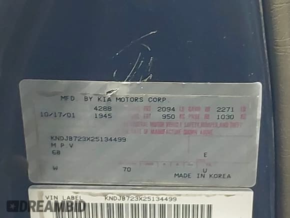 ✅ 2002 Kia Sportage • VIN: KNDJB723X25134499 • Лот: 41273605. Опубликован ранее на IAAI с пробегом Не указан. Бесплатный доступ к архиву аукционных продаж из США и подробный отчёт об истории автомобиля на DreamBid. Изображение 9.