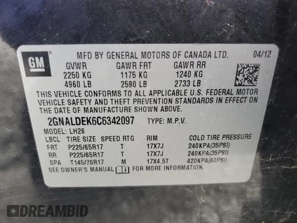 ✅ 2012 Chevrolet Equinox 1LT • VIN: 2GNALDEK6C6342097 • Lot: 91938265. Listed on Copart with 112,163 mi. Free auction sales archive from the USA and detailed vehicle history report at DreamBid. Image 13.