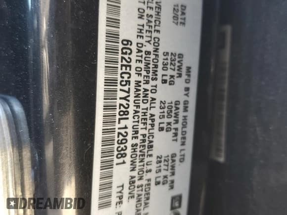 ✅ 2008 Pontiac G8 GT • VIN: 6G2EC57Y28L129381 • Lot: 70252705. Wystawiony na Copart z przebiegiem 136 957 mil. Bezpłatny archiwum sprzedaży aukcyjnych z USA i szczegółowy raport historii pojazdu na DreamBid. Zdjęcie 12.