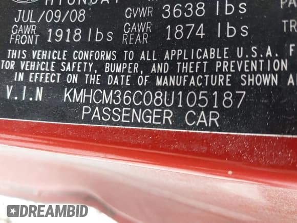 ✅ 2008 Hyundai Accent GS • VIN: KMHCM36C08U105187 • Лот: 43001821. Опубликован ранее на IAAI с пробегом 138 632 миль. Бесплатный доступ к архиву аукционных продаж из США и подробный отчёт об истории автомобиля на DreamBid. Изображение 9.