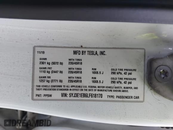 ✅ 2020 Tesla Model 3 Long Range • VIN: 5YJ3E1EB6LF618170 • Lot: 43699558. Wystawiony na IAAI z przebiegiem 254 642 mil. Bezpłatny archiwum sprzedaży aukcyjnych z USA i szczegółowy raport historii pojazdu na DreamBid. Zdjęcie 9.