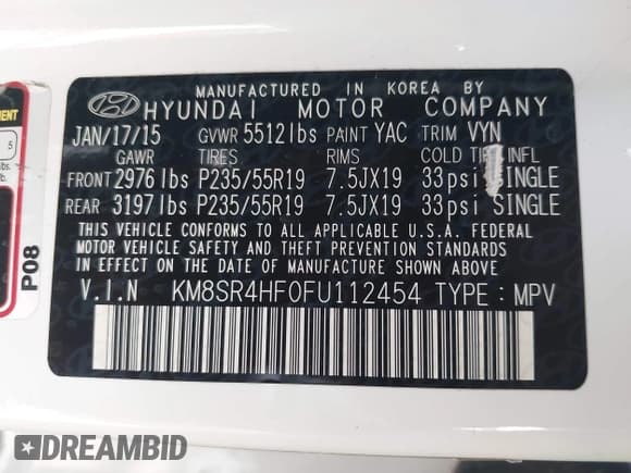 ✅ 2015 Hyundai Santa Fe GLS • VIN: KM8SR4HF0FU112454 • Лот: 43560107. Опубликован ранее на IAAI с пробегом 83 297 миль. Бесплатный доступ к архиву аукционных продаж из США и подробный отчёт об истории автомобиля на DreamBid. Изображение 9.