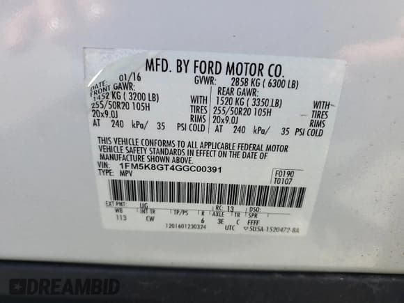 ✅ 2016 Ford Explorer Sport • VIN: 1FM5K8GT4GGC00391 • Лот: 80286455. Опубликован ранее на Copart с пробегом 83 353 миль. Бесплатный доступ к архиву аукционных продаж из США и подробный отчёт об истории автомобиля на DreamBid. Изображение 14.