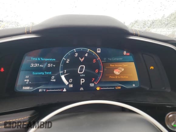 ✅ 2023 Chevrolet Corvette 2LT • VIN: 1G1YB2D48P5127753 • Lot: 56987035. Listed on Copart with 5,998 mi. Free auction sales archive from the USA and detailed vehicle history report at DreamBid. Image 9.