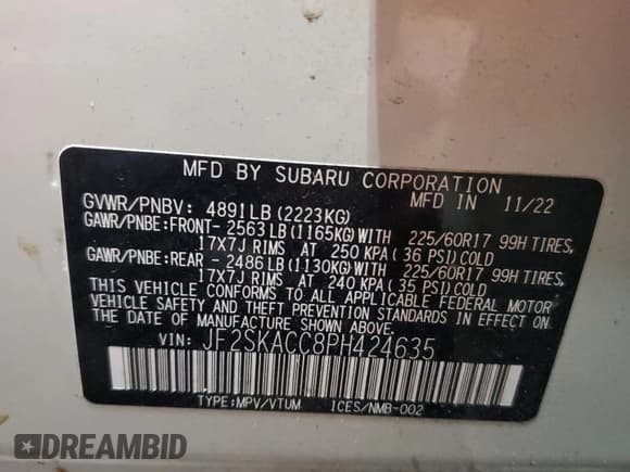 ✅ 2023 Subaru Forester • VIN: JF2SKACC8PH424635 • Лот: 56045585. Опубликован ранее на Copart с пробегом 36 862 миль. Бесплатный доступ к архиву аукционных продаж из США и подробный отчёт об истории автомобиля на DreamBid. Изображение 14.