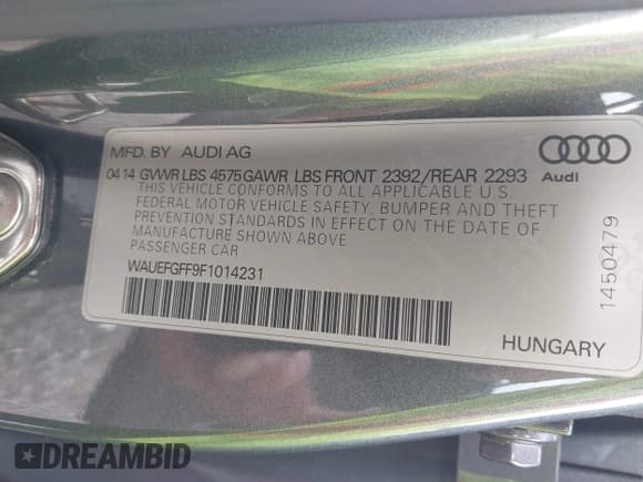 ✅ 2015 Audi A3 Premium Plus • VIN: WAUEFGFF9F1014231 • Лот: 42938746. Опубликован ранее на IAAI с пробегом 133 695 миль. Бесплатный доступ к архиву аукционных продаж из США и подробный отчёт об истории автомобиля на DreamBid. Изображение 9.